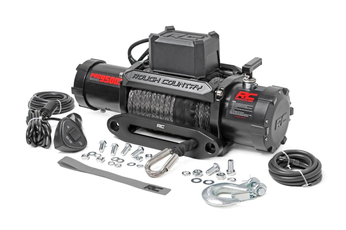 Winch - Rough Country - 9500-Lb Pro Series, Synthetic Rope